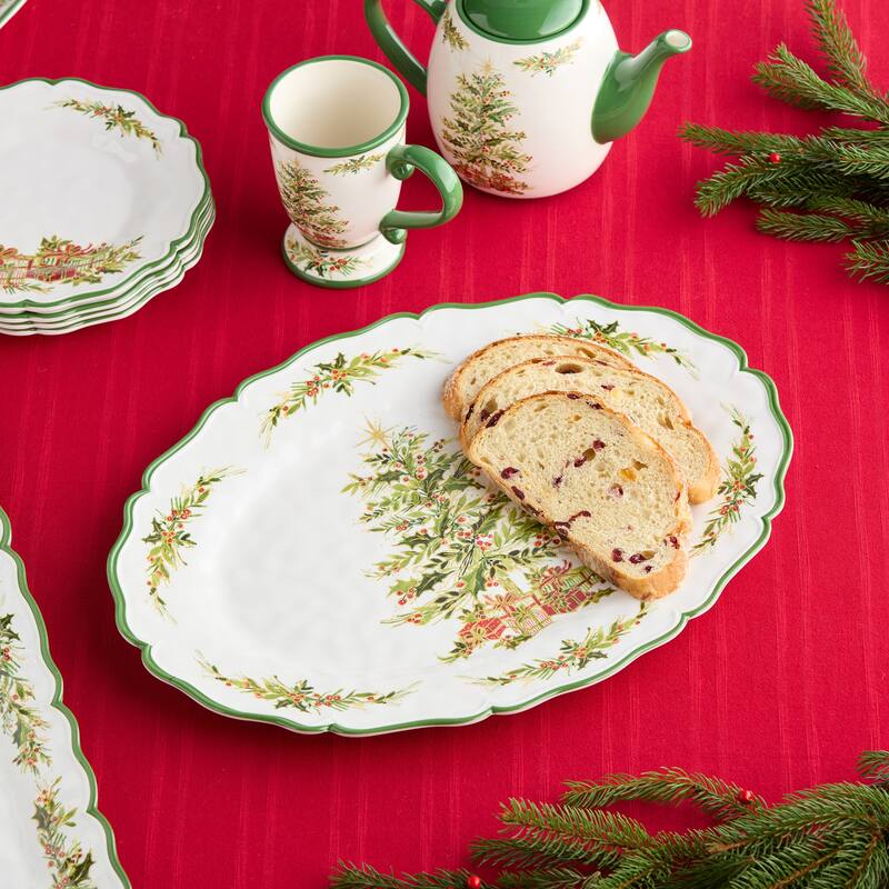 Certifed International Holly Tree Melamine 2pc Platter Set