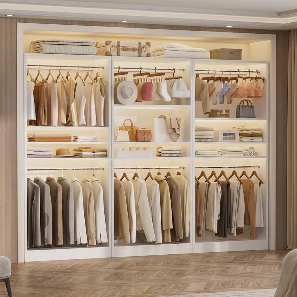 Cimly 36'' Freestanding Closet System with 2 Hanging Rods, Closet Organizer with 2 Adjustable Shelves