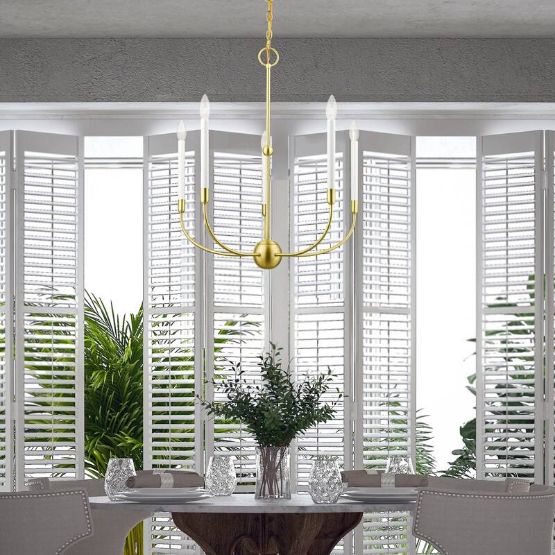 Livex Lighting 5-light Satin Brass Chandelier, 46065-12 - 24" Dia x 28" H