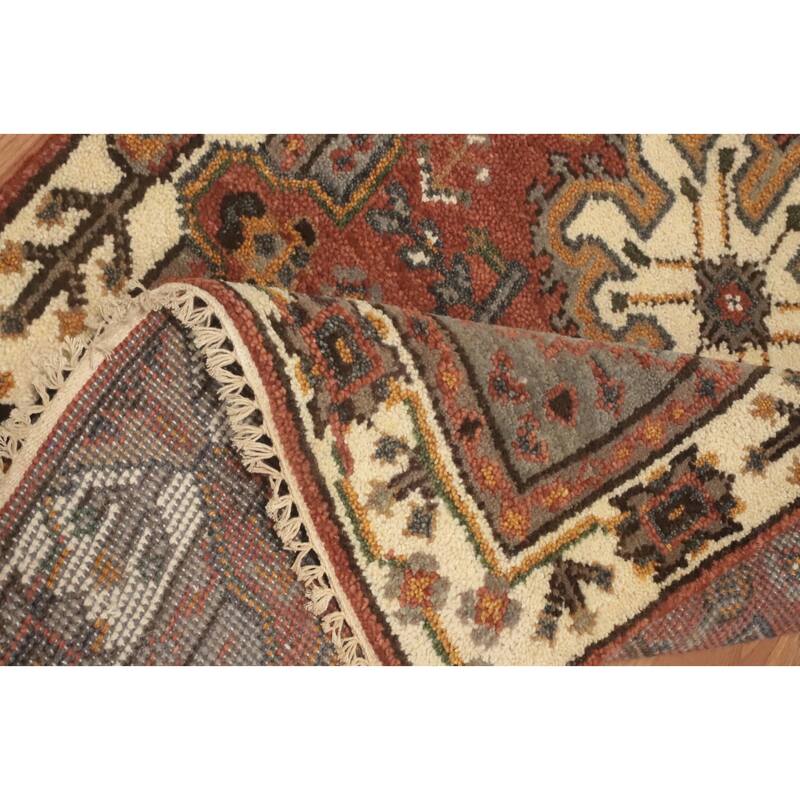 Hand-knotted Traditional Wool Orange Geometric Oriental Area Rug - 5' 0'' X 3' 0''
