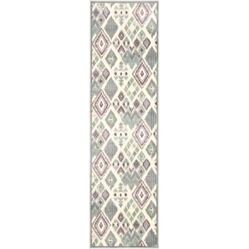 SAFAVIEH Paradise Marianna Modern Viscose Rug - 2'2" x 8' Runner - Grey/Multi