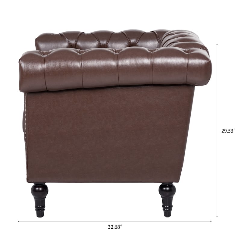 38.98" Buttons Tufted Accent Chair with Birch Legs