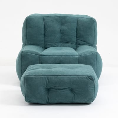 Fluffy bean bag chair, bean bag for adults and children, super soft lazy sofa chair with memory foam and ottoman,BLUE