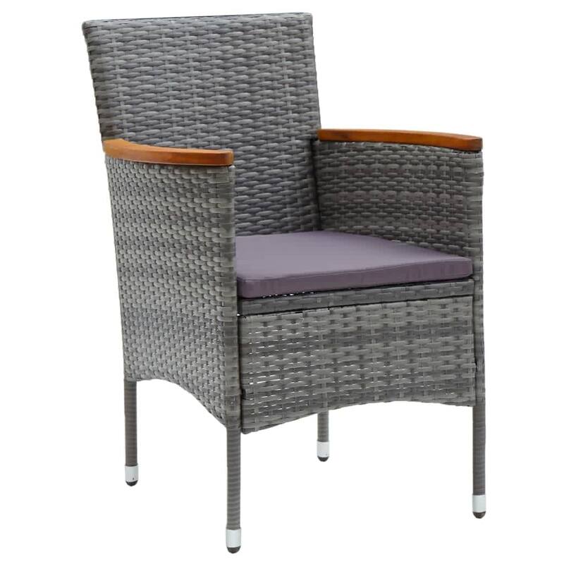 vidaXL Patio Dining Set with Cushions Poly Rattan