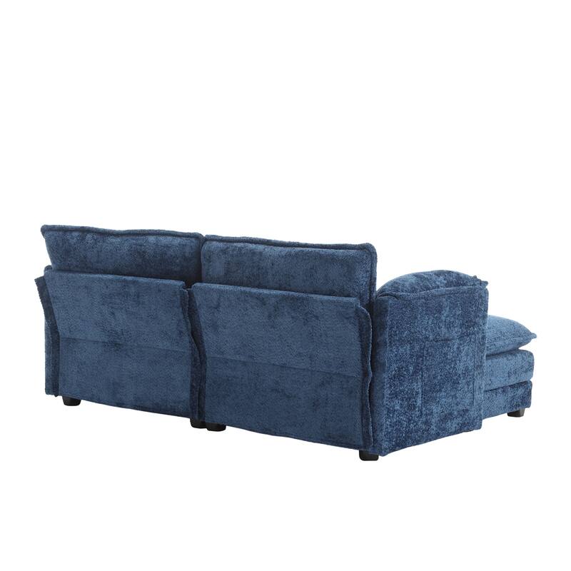 76'' Oversized Chenille Loveseat Sofa with Movable Ottoman Small Sofa for Apartment