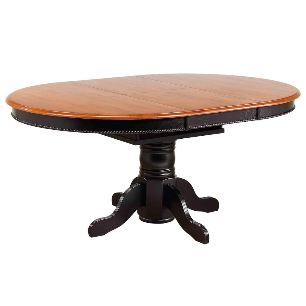 30 in. H, 7 -Piece Black Round Wood Top with High Keyhole 6 Seating Dining Room Set