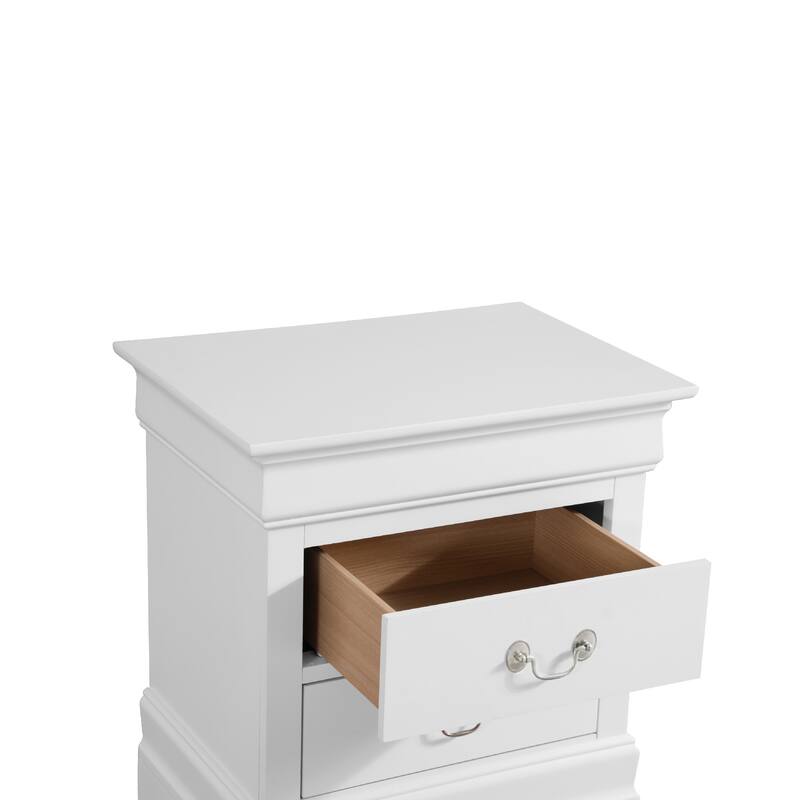 Vintage Style 2-Drawer Wooden Nightstand - 24" - White