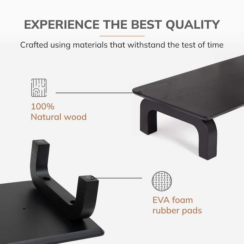 Jani Wood Monitor Stand Riser Desk - Ergonomic Design Stand, Desktop Organizer Table for Home, Office Workspace, Gaming Desk