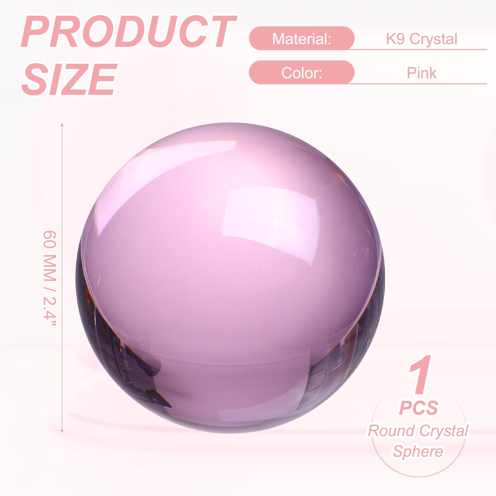 Round Crystal Sphere, Glass Solid Decorative Sphere Crystal Ball for Home Decor Ornament Gift Craft