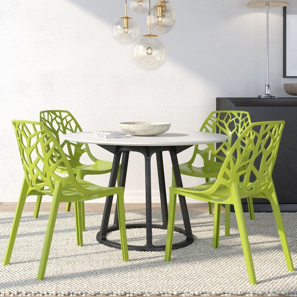 Stackable Dining Chair in Polypropylene (Set of 4) Modern Cut-out Design Backrest Accent Side Chair