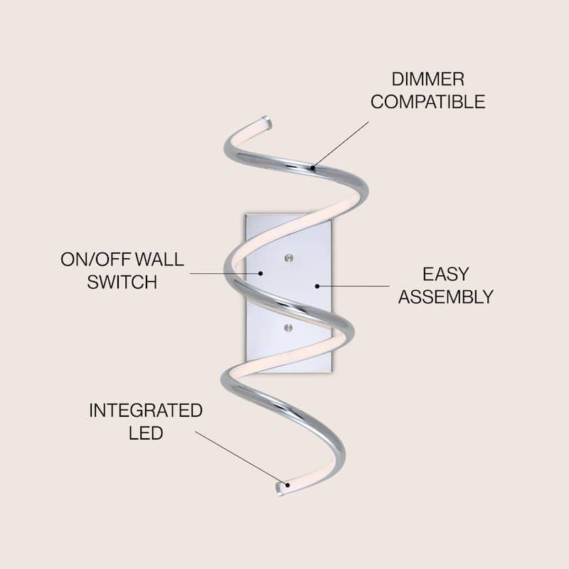 Draper Modern Metal Integrated LED Vanity Light Sconce, by JONATHAN Y