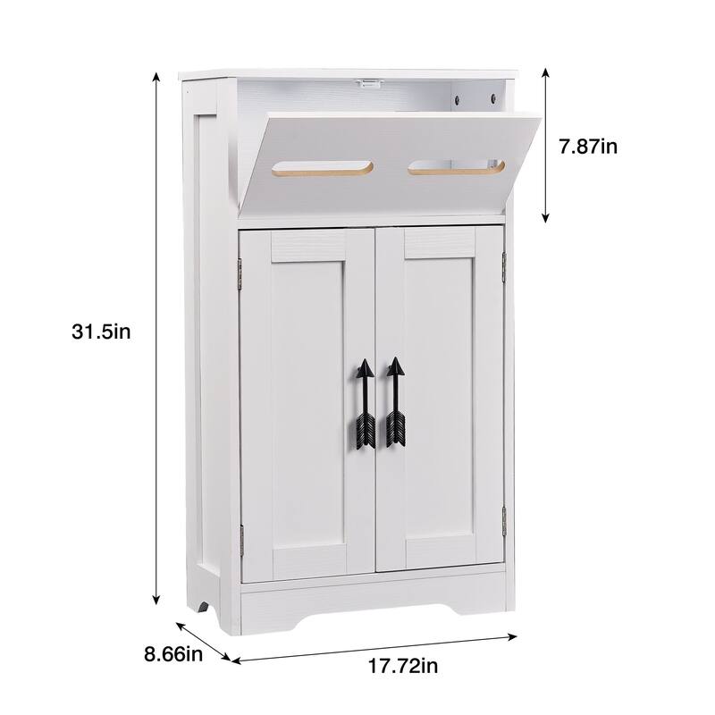 VECELO Slim freestanding bathroom storage cabinet with adjustable shelf for kitchen, living room, or hallway organization
