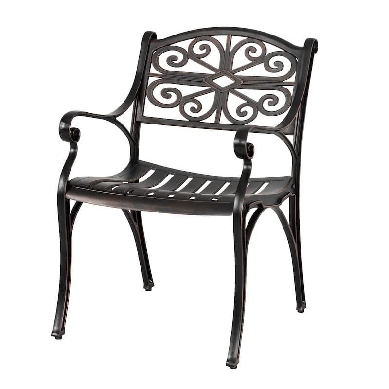 Outdoor Bistro Set of 3 Cast Aluminum Bistro Set with Umbrella Hole