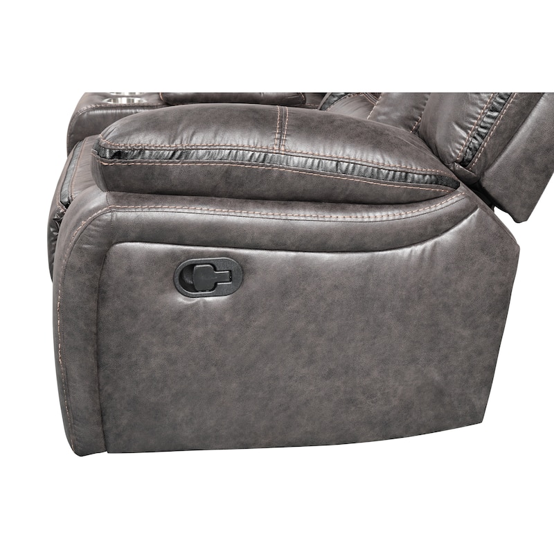 Roundhill Furniture Elkton Manual Motion Reclining Sofa with Storage Console