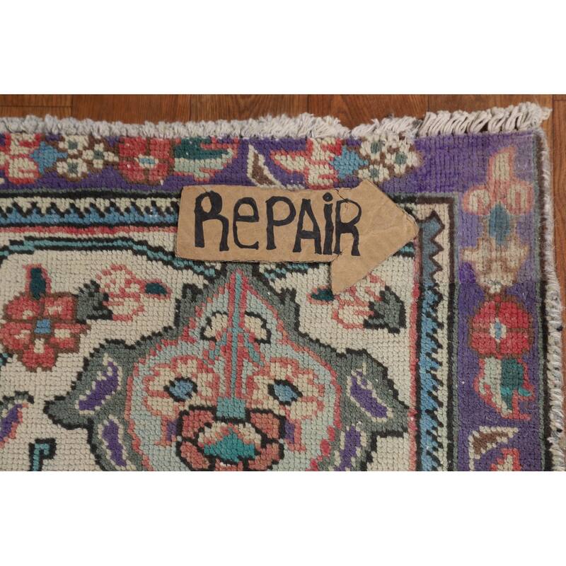 Distressed Tabriz Vintage Area Rug Handmade Wool Carpet - 9'8" x 12'8"