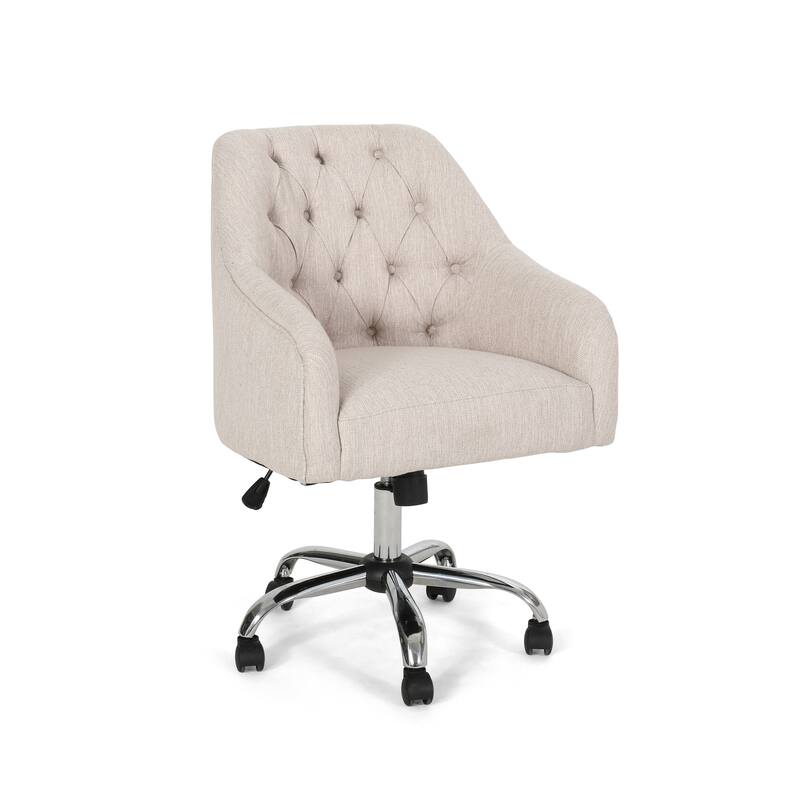 Button Tufted Diamond Stitching Office Chair Modern Swivel Chair with Upholstered Seat and Adjustable Height, for Office