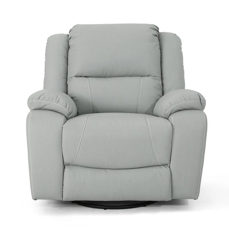 Living Room Swivel Manual Recliner 39" Wide Faux Leather Upholstered Recliner Chair with Metal Base for Bedroom, Office