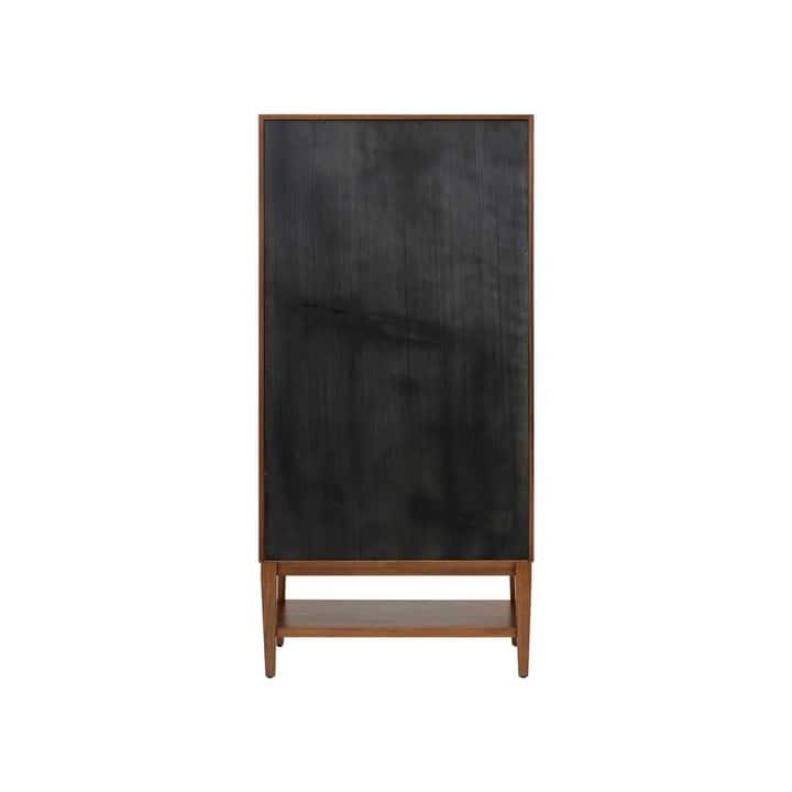 Mid-Century Modern Wood Dining Display Cabinet, Fully Assembled, Brown