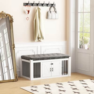 Dog Crate w/Padded Seat Ideal for Small to Medium Dogs Bedroom Bench