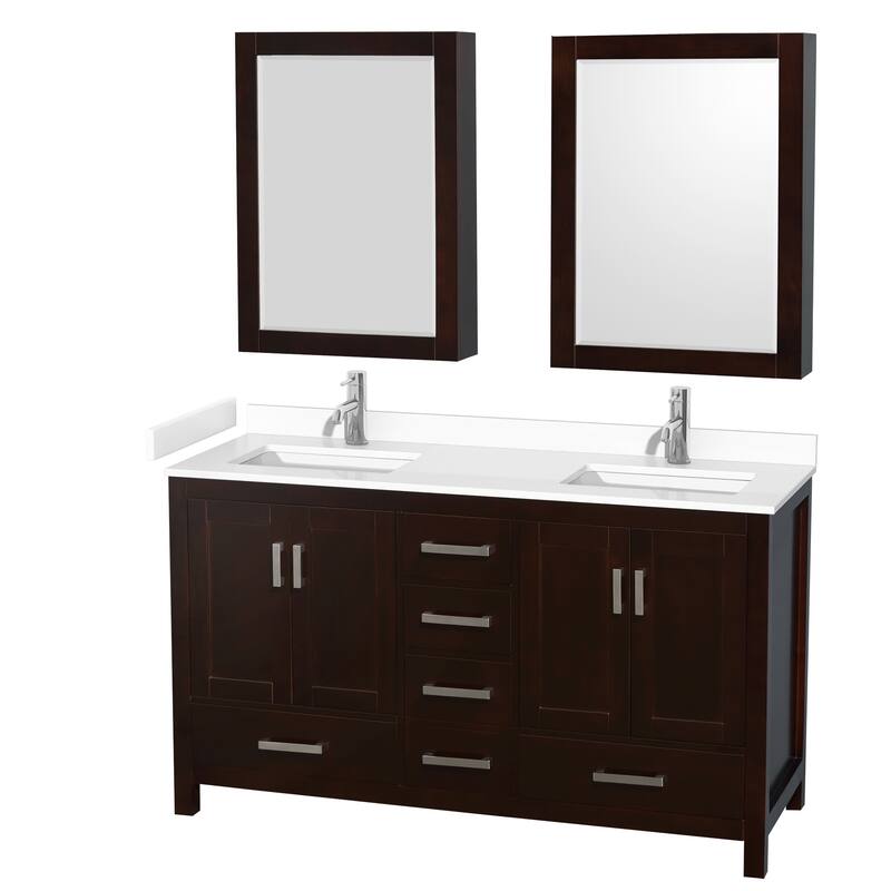 Sheffield Double Bathroom Vanity Set, Cultured Top, Medicine Cabinets