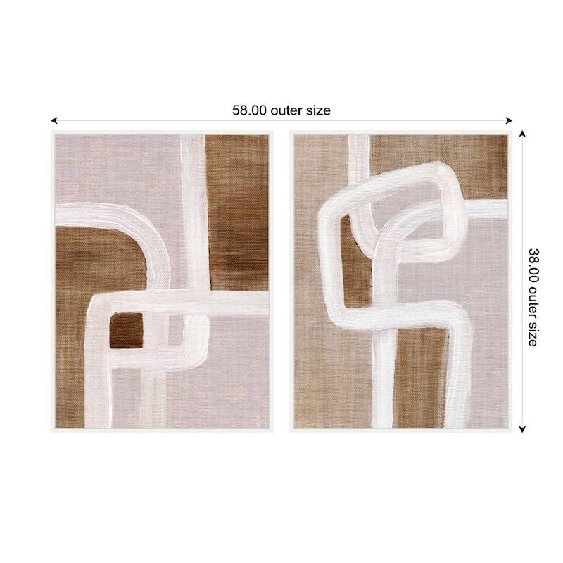 Kate and Laurel Sylvie Rhythmic Lines I and II Framed Canvas Art Set by Nikita Jariwala