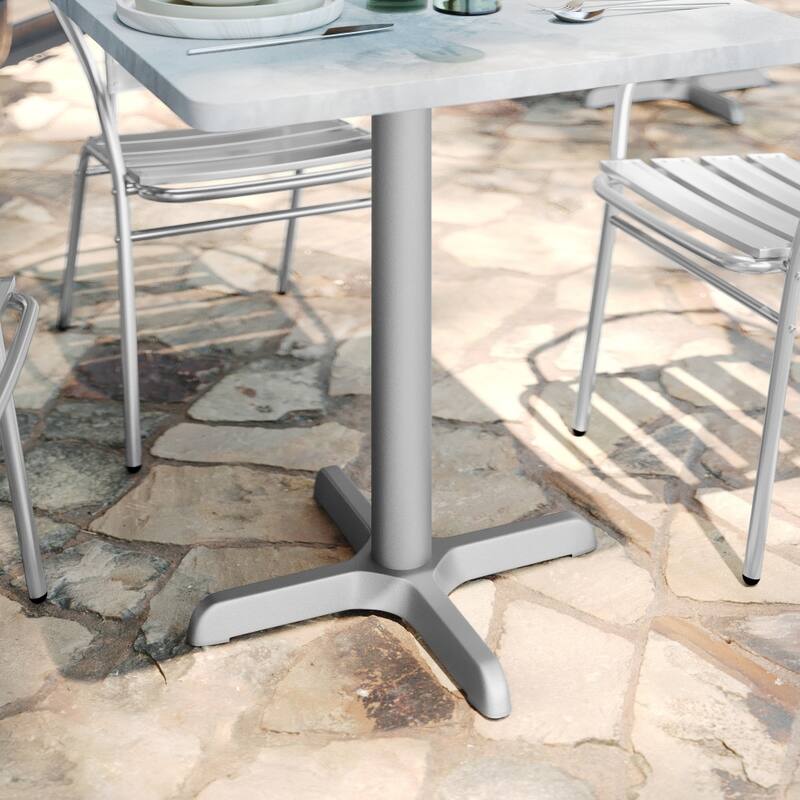 22" x 22" Restaurant Table X-Base with 3" Dia. Table Height Column - 22"D x 22"W x 28"H