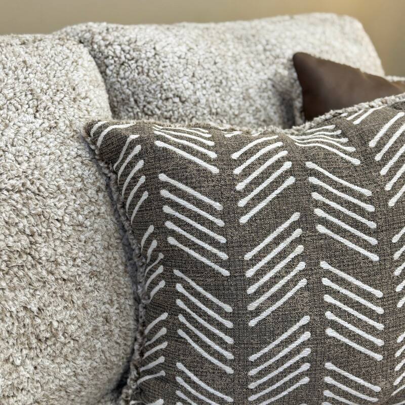 Roundhill Furniture Marvella 2-Piece Living Room Sofa and Loveseat Set, Chocolate Faux Leather and Curly Shearling Upholstery