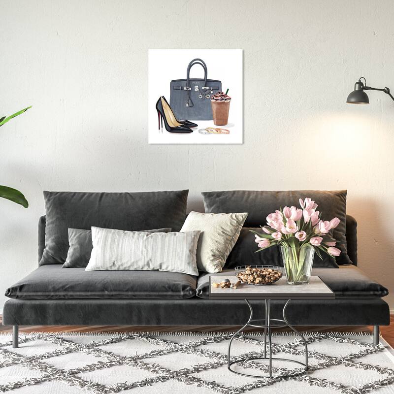 Wynwood Studio Fashion and Glam Morning Necessities White and Modern & Contemporary Wall Art Canvas Print - 20 x 20