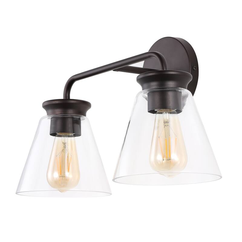 Kondo 6.38" Modern Farmhouse Iron LED Vanity, Oil Rubbed Bronze/Clear by JONATHAN Y