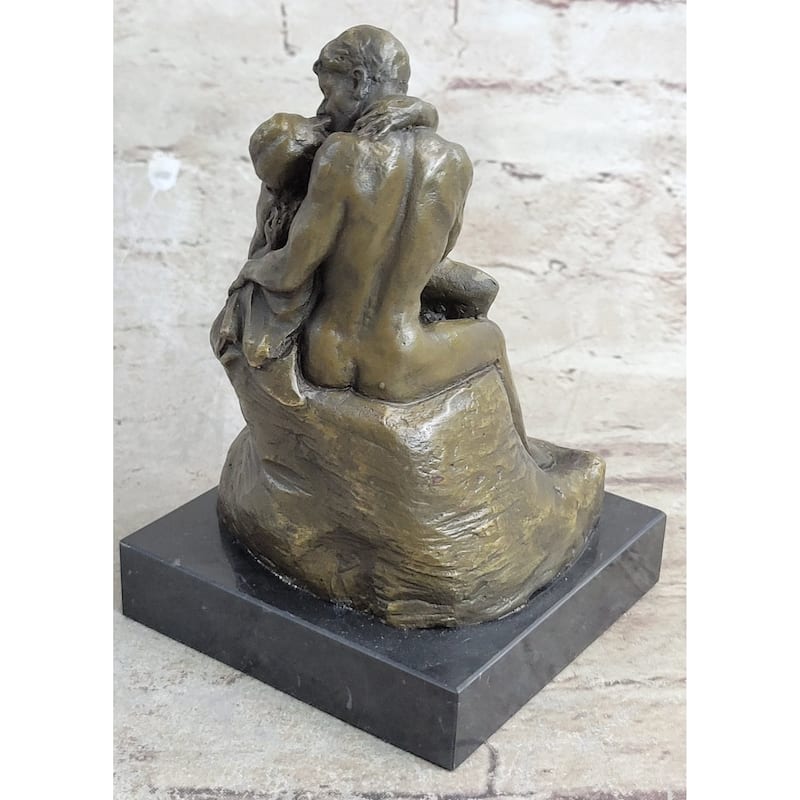 Signed Rodin Kiss Romance Love Lovers Bronze Marble Sculpture Statue Home Decor