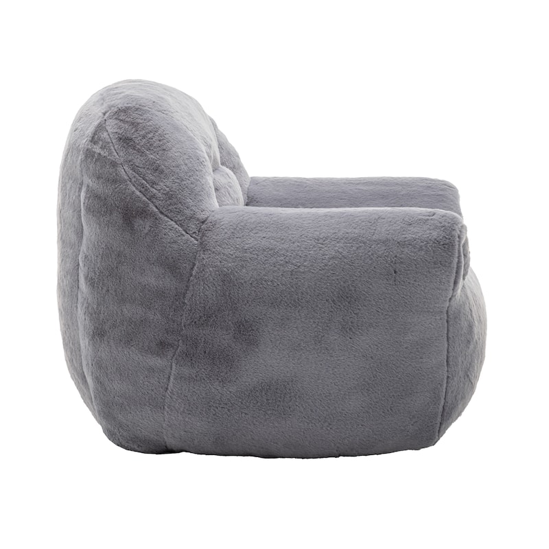 Comfy Bean Bag Sofa With Back Support, Faux Fur Bean Bag Chair For Adults And Kids