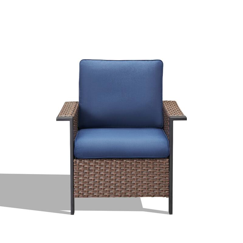 Pocassy Outdoor Wicker Sofa Glider Chair with Ottoman Set