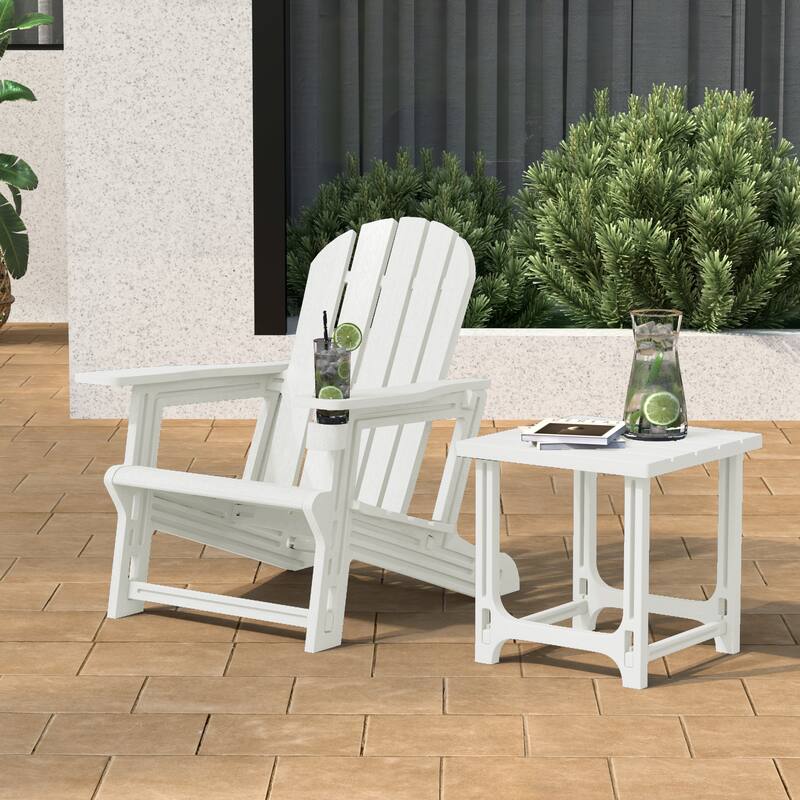 Polytrends Coastline Outdoor Poly Adirondack Chair with Side Table
