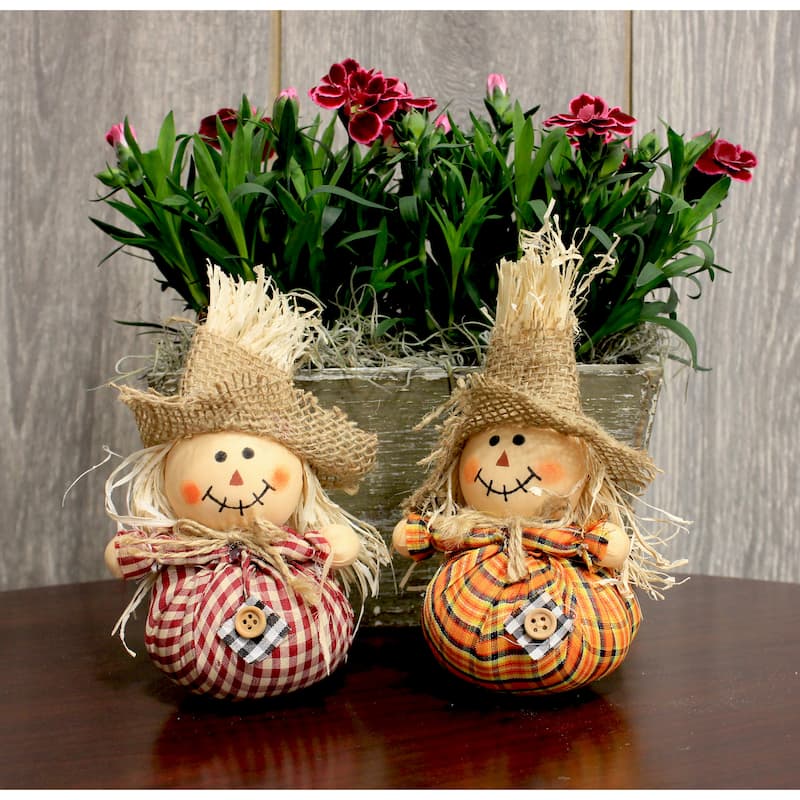 6" Mini Table Scarecrow, 2 Assorted, Set of 6