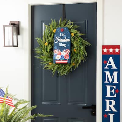 Glitzhome Patriotic/Americana Wooden Flag Sign Door Hangers Decor