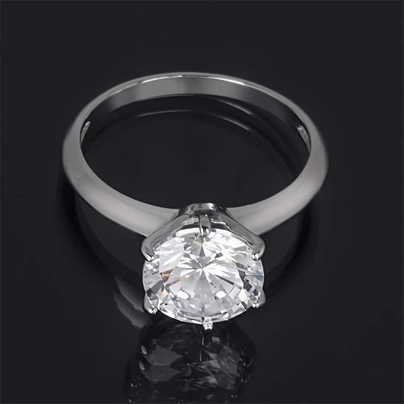 Sterling Silver Round CZ Solitaire Promise Engagement Ring 3 CTW