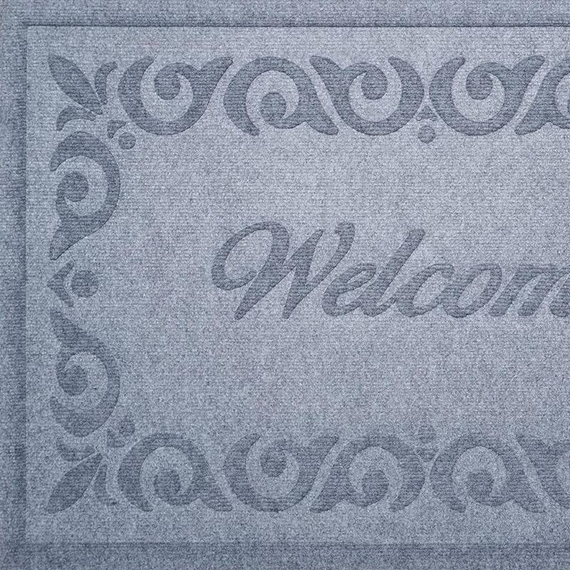 HomeRoots 18" X 30" Gray Scrollwork Border Welcome Outdoor Polypropylene Door Mat - 18' X '30