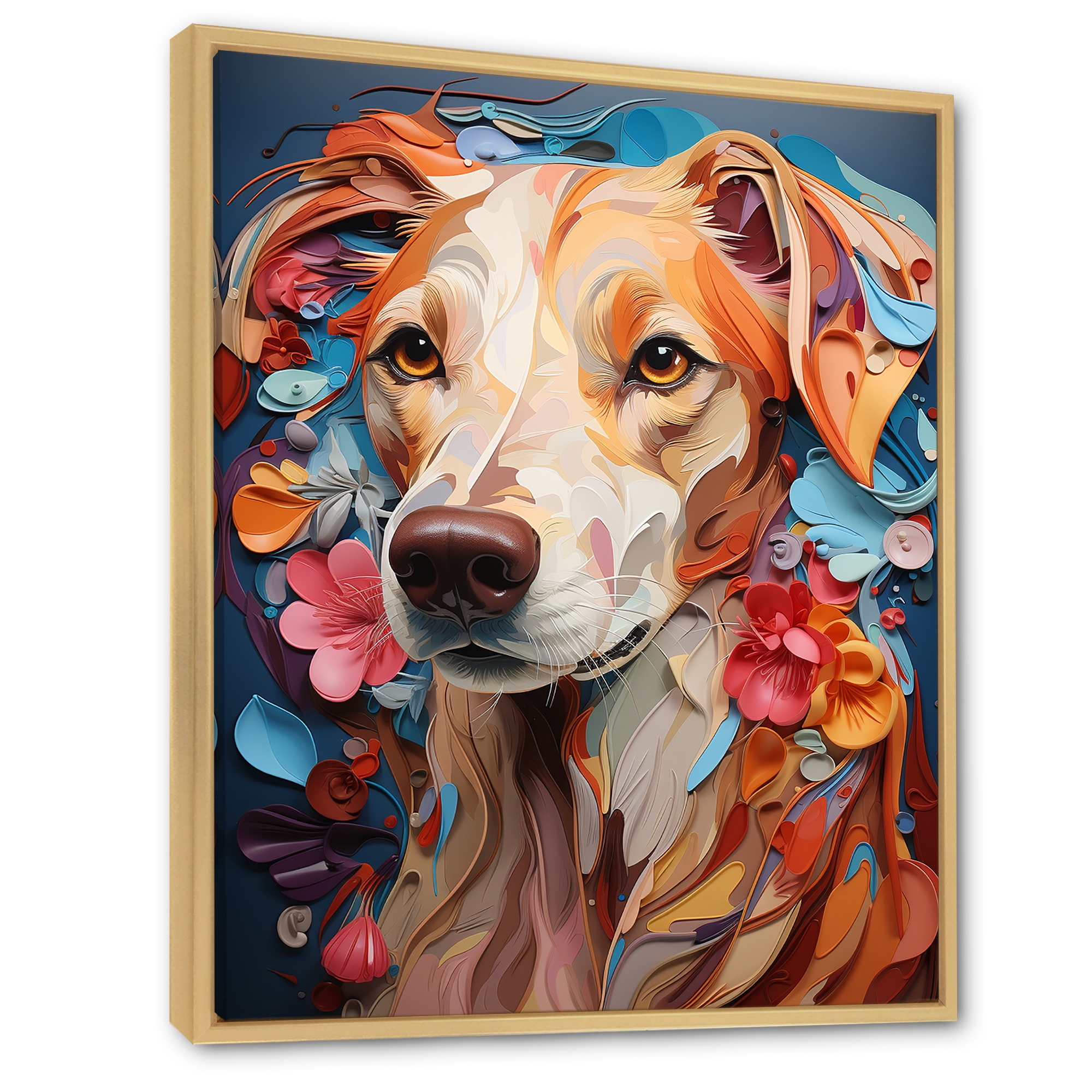 Designart Playfull Dog Whippet Popart II Animals Dog Framed Canvas Art Print 16 in. wide x 32 in. high White