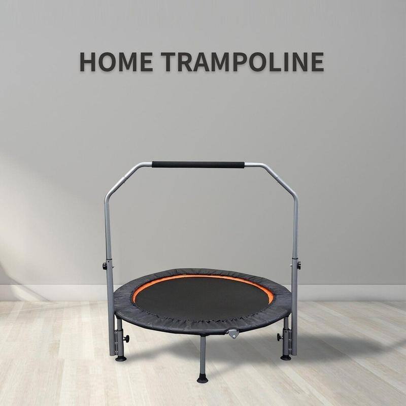 40"/48" Foldable Mini Trampoline Rebounder with Adjustable Foam Handle for Indoor/Outdoor Fitness