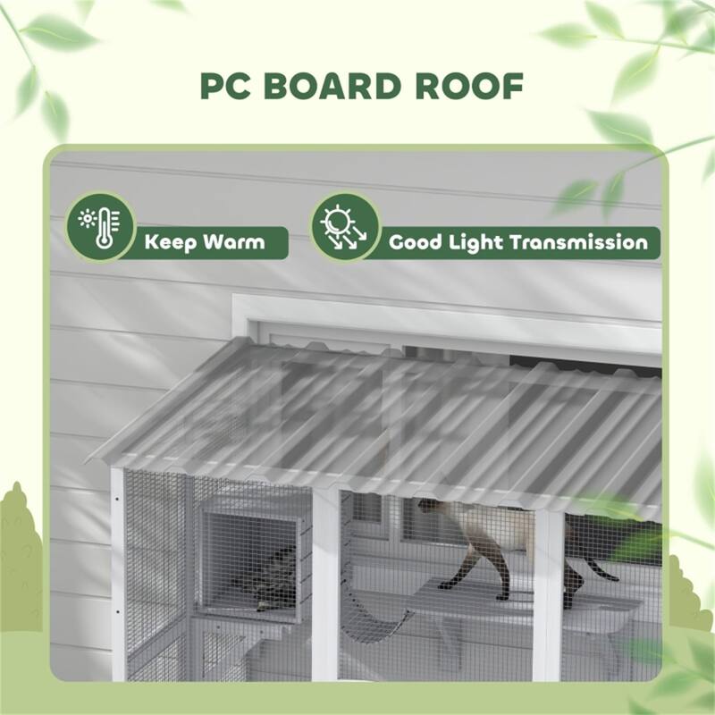 White Wooden Pet Cage with Multiple Jump Platforms Perfect for 2 Cats