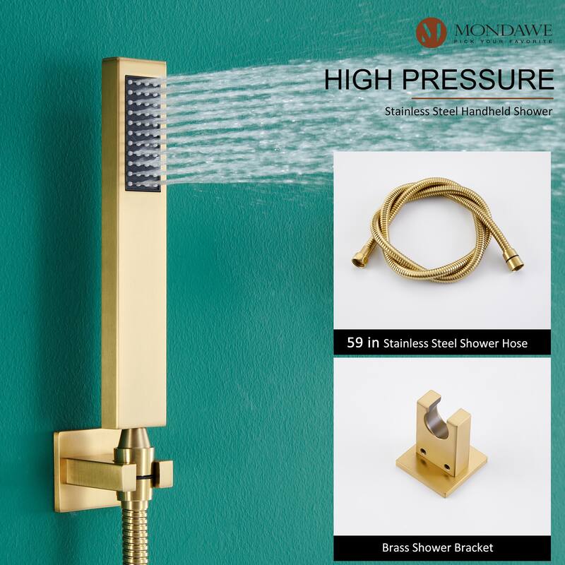 3 Functions Thermostatic LED Light Wall Mounted Shower System