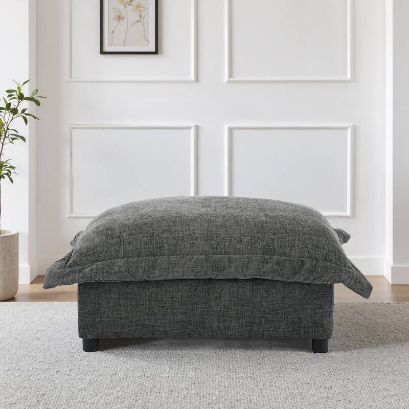 Modern Chenille Cloud Accent Ottoman