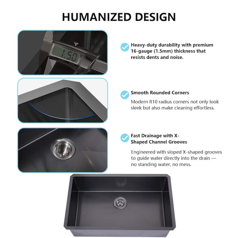WOWOW Drop-In/Undermount Single Bowl Kitchen Sink