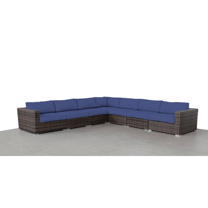LSI 7 Piece Rattan Sectional Seating Group with Cushions