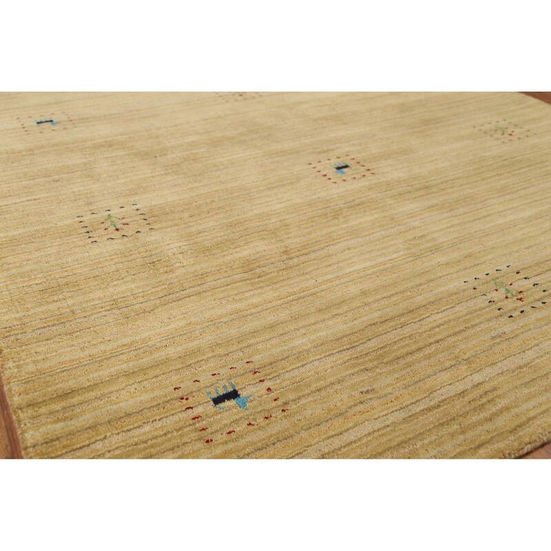 Gold Tribal Gabbeh Oriental Area Rug Handmade Wool Carpet - 4'11"x 7'11"