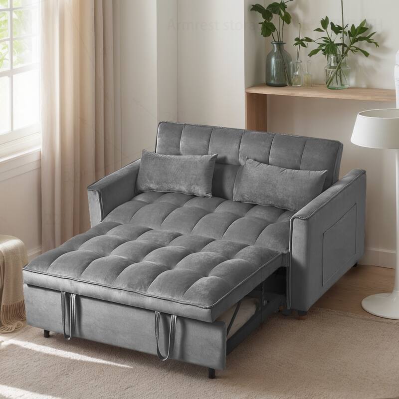 Versatile Convertible Sofa Bed with Reclining Backrest and Extra Pillows for Ultimate Comfort