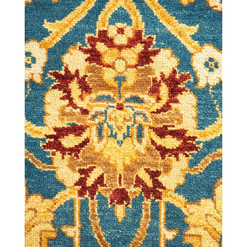 Overton One-of-a-Kind Hand-Knotted Contemporary Oriental Eclectic Blue Area Rug - 5' 1" x 7' 7"