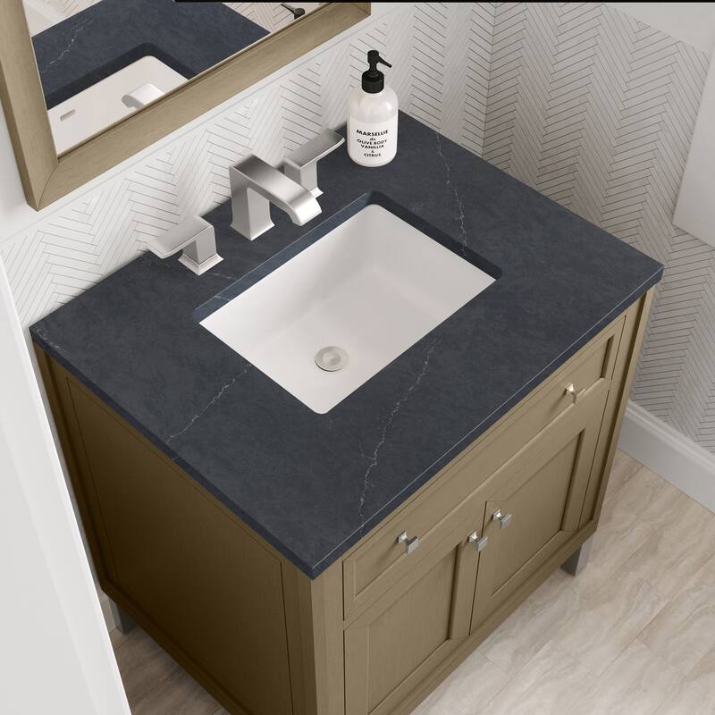 Chicago 30" Single Vanity, Walnut Whisper - Charcoal Soapstone