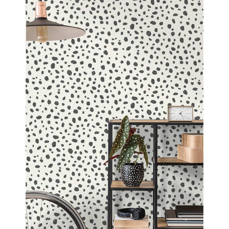Dalmatian Spot Black and White Unpasted Wallpaper – 396in x 20.8in