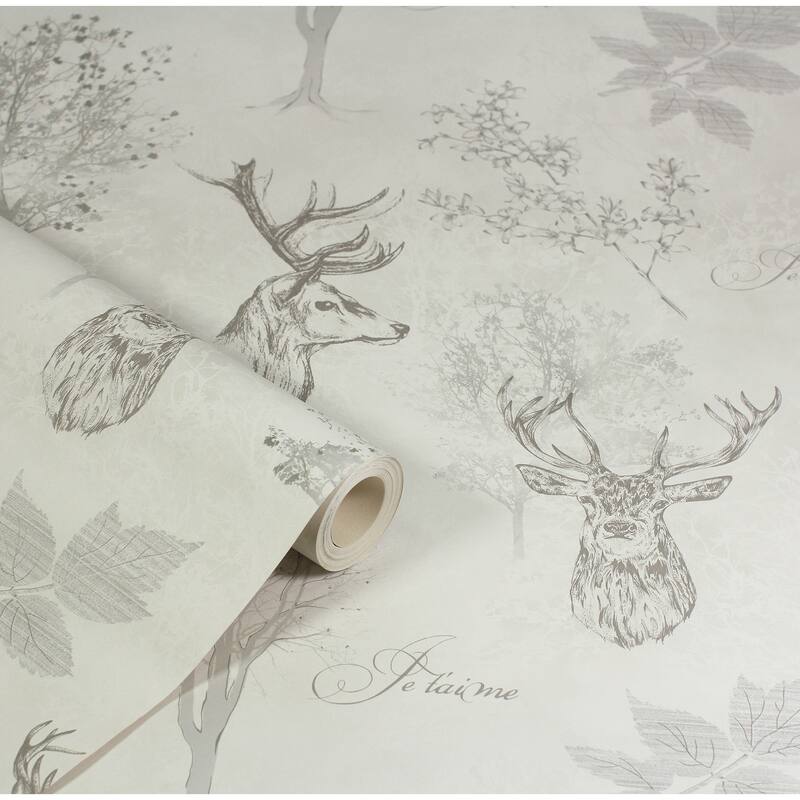 Arthouse Gilbert Black Etched Stag Wallpaper
